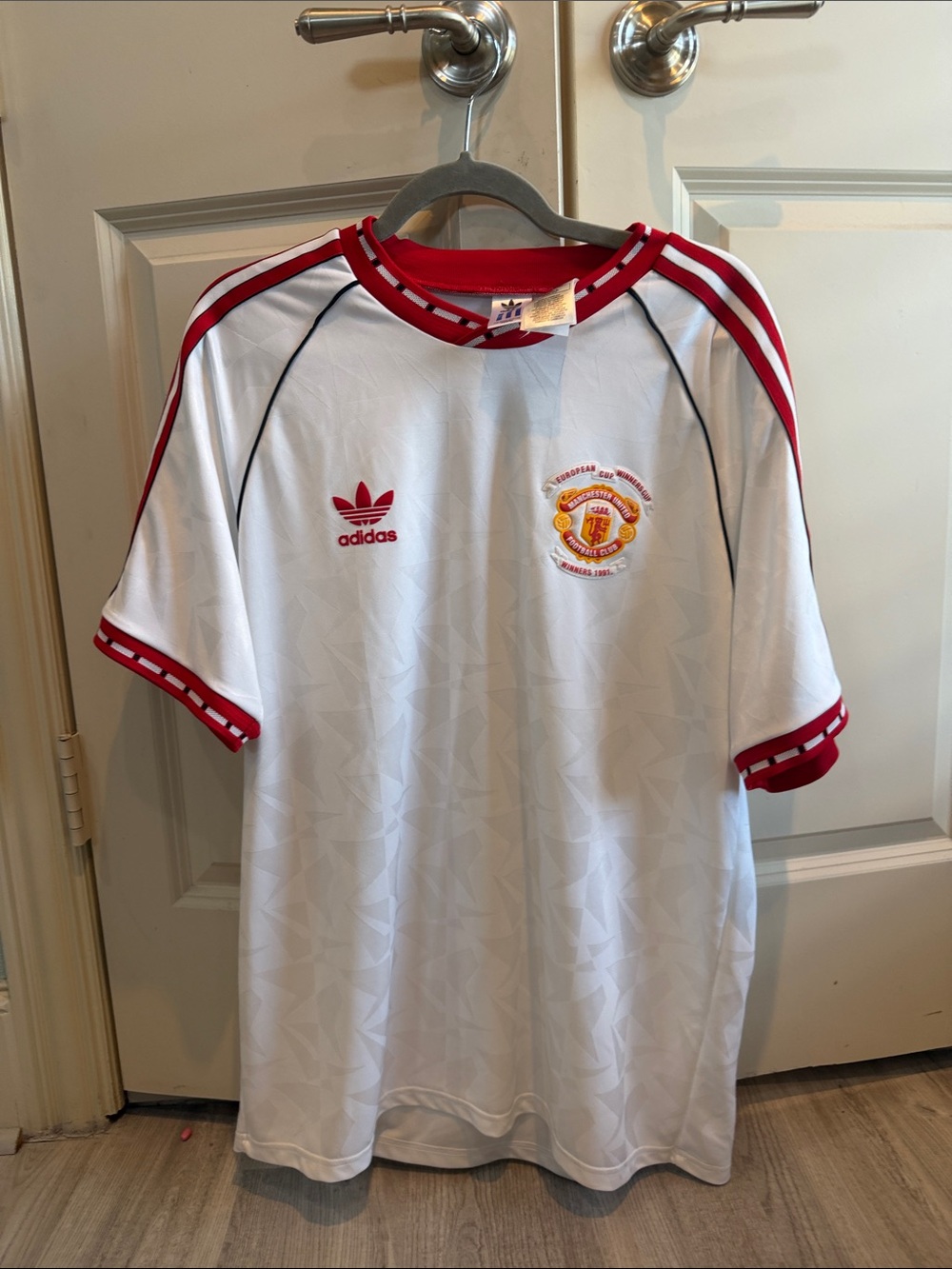 adidas White & Red Manchester United Football Jersey